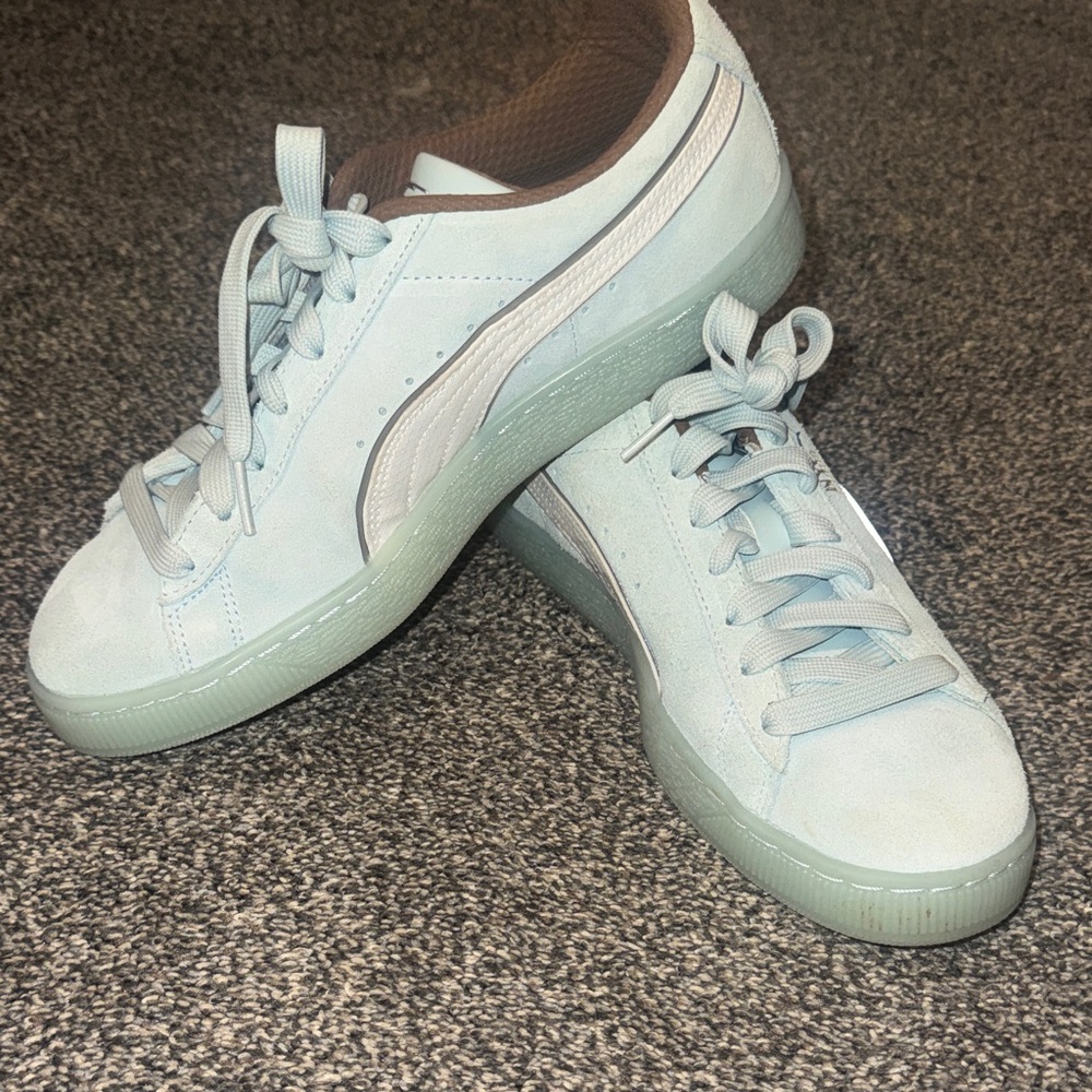 Puma Women's Suede Sneakers in Pale Blue